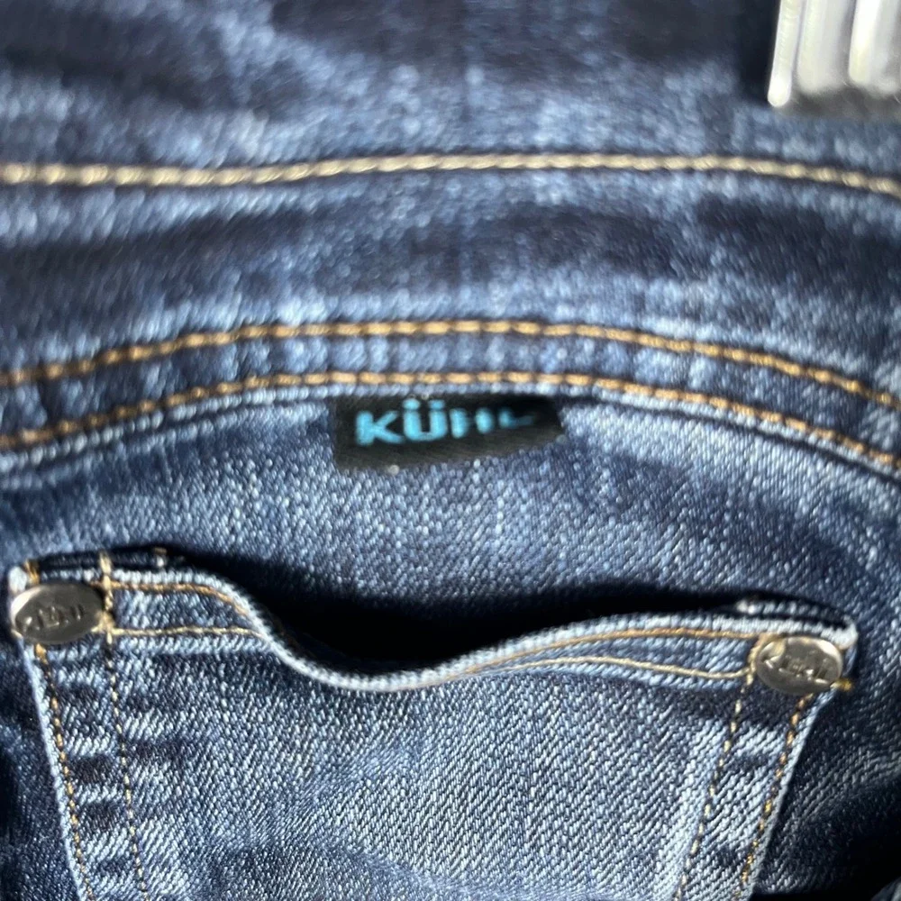 KUHL Rydr Jean Men 34x30 Dark Blue Stretch Denim Articulated Knee Hiking Pants